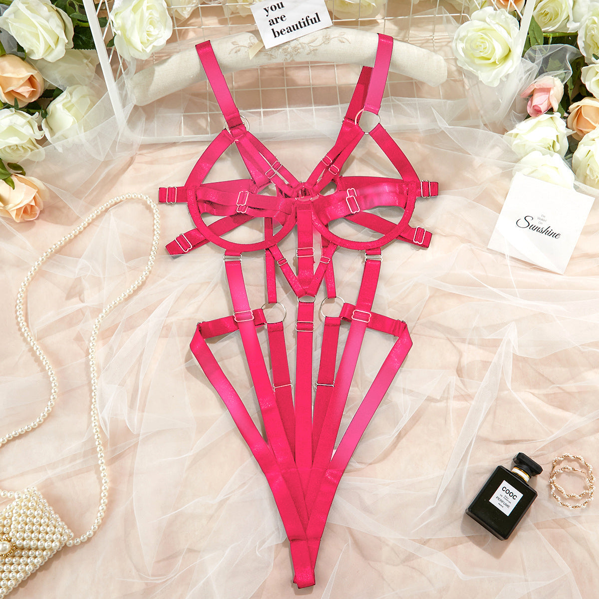 Hollow Out Bandage Erotic Bodysuit Lingerie