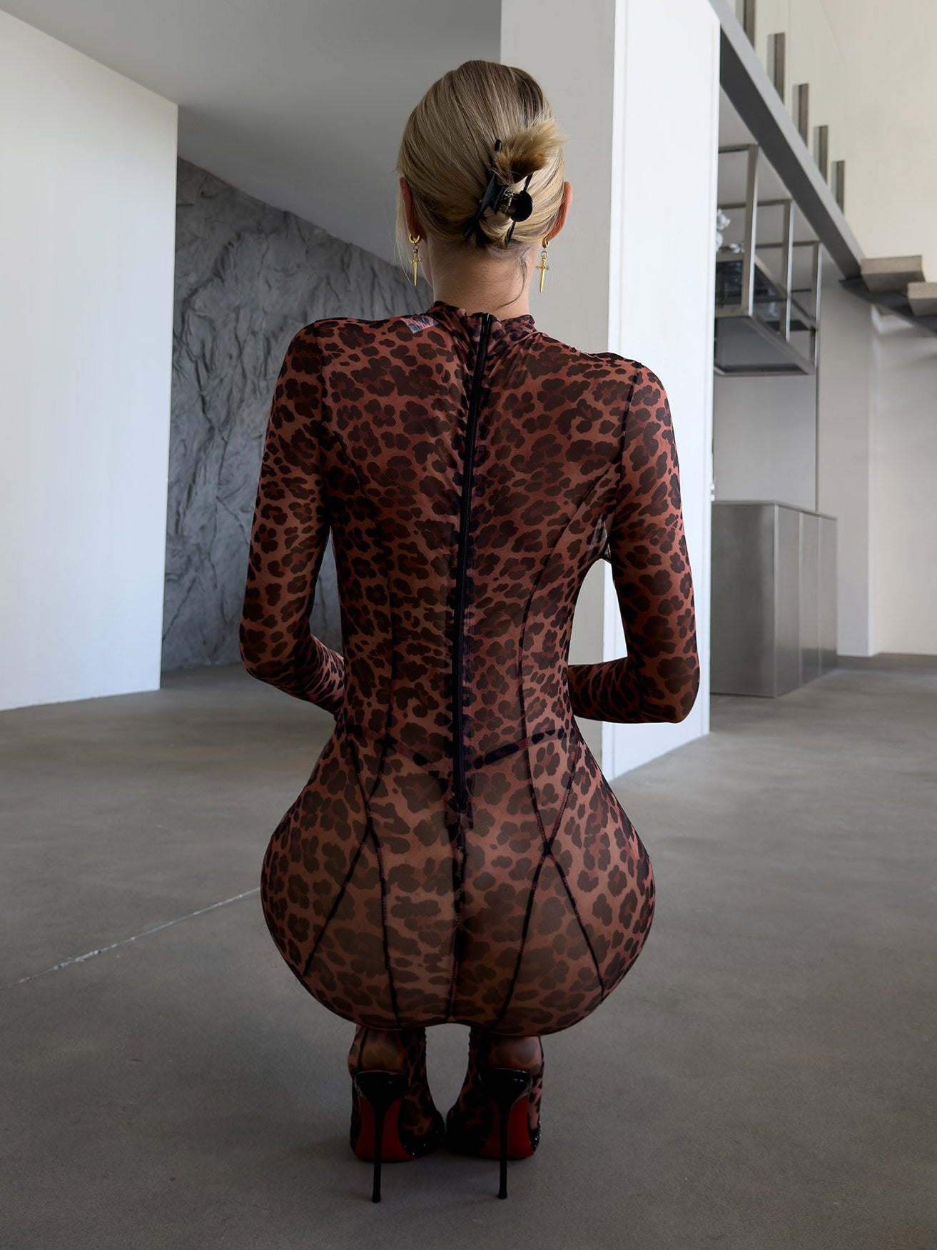 Sienna Savage Instinct sheer leopard print mesh jumpsuit