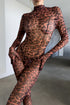 Sienna Savage Instinct sheer leopard print mesh jumpsuit