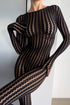 Mila After Dark Catsuit black sheer patterned long sleeve lingerie