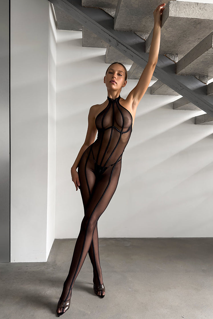 Sheer mesh jumpsuit lingerie set – luxury women’s lingerie – SultryGirls
