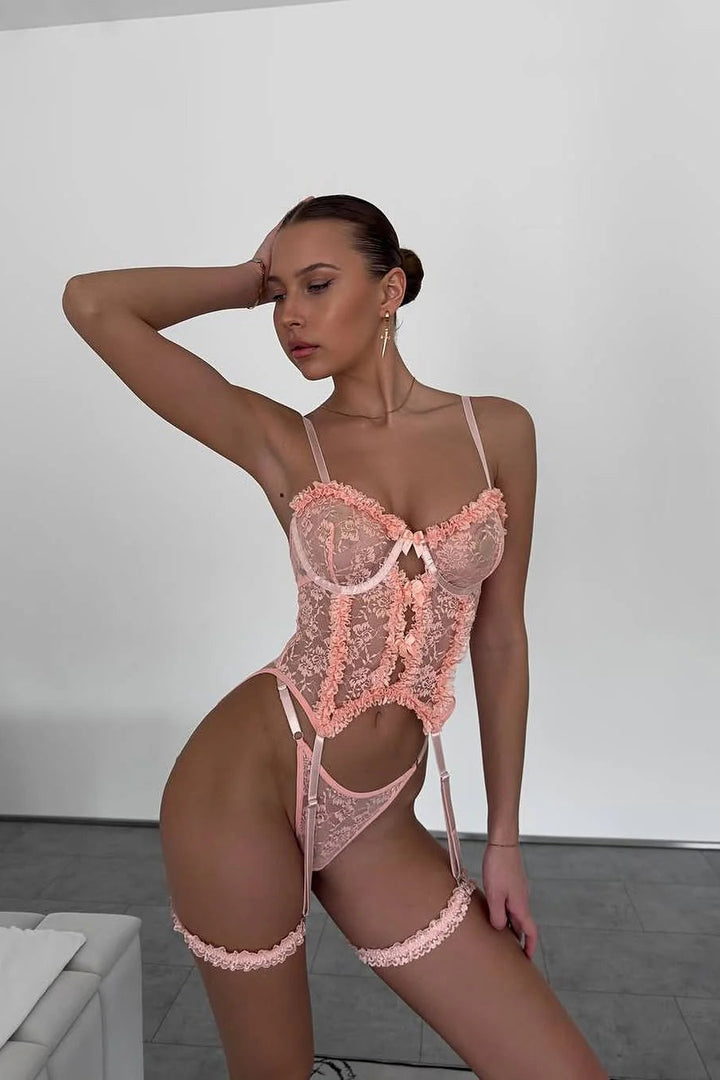 Peach Temptation Corset Set