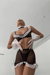 Luxury black mesh lingerie dress – women&