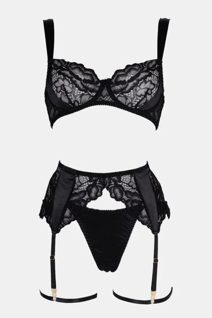 valora black lace lingerie set sheer mesh elegant floral lace sexy lingerie set