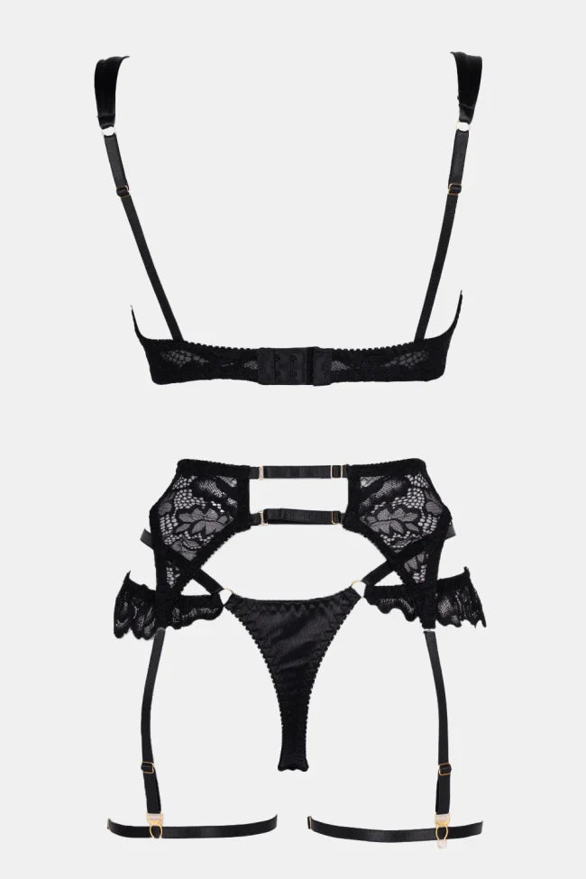 valora black lace lingerie set sheer mesh elegant floral lace sexy lingerie set