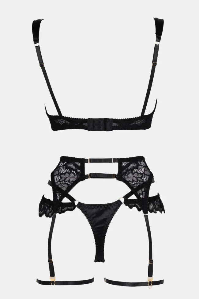 valora black lace lingerie set sheer mesh elegant floral lace sexy lingerie set